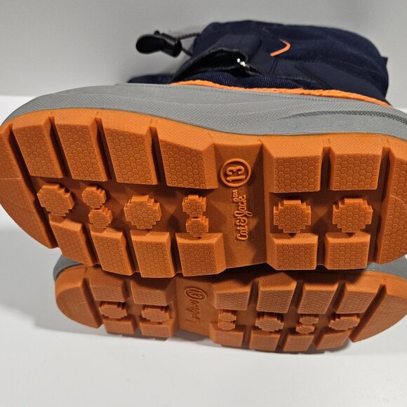 Cat & Jack Kids Thermolite Snow Boots Size 13 Navy Gray Orange - Picture 11 of 11